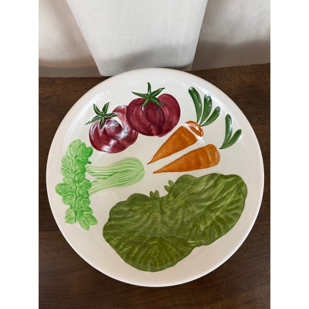 VTG Ironstone Hand Painted Vegetables Large 10" Serving Bowl Celery‎ Carrots